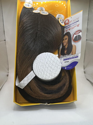 SHAKE-N-GO QUE BY MILKY WAY 100% HUMAN HAIR MASTERMIX FOURBULOUS 12"/13"/14"/INVISIBLE PART 12" 4 PCS PACK