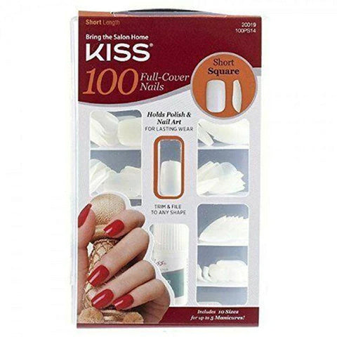 KISS 100 FULL-COVER NAILS SHORT SQUARE #100PS14