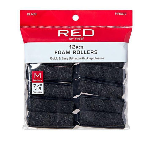 RED BY KISS MEDIUM 7/8" BLACK FOAM ROLLERS HRS07