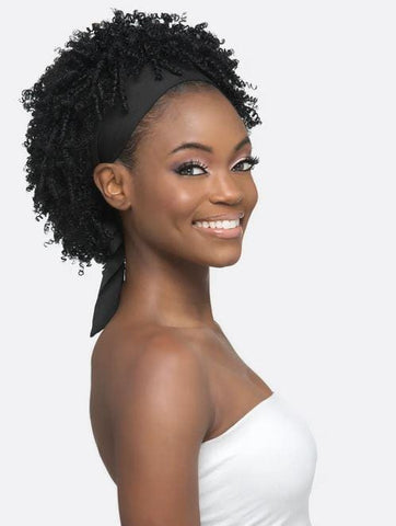 VIVICA A. FOX SHORT TIGHT COIL W/BLACK TIE BACK HEADBAND WIG HB-ANJIKA