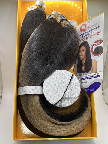 SHAKE-N-GO QUE BY MILKY WAY 100% HUMAN HAIR MASTERMIX FOURBULOUS 12"/13"/14"/INVISIBLE PART 12" 4 PCS PACK