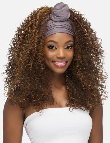 VIVICA A. FOX 21" LAYERED SPIRAL CURL W/GRAY HEADWRAP SCARF HWF-FAIRY