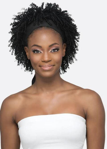 VIVICA A. FOX SHORT TIGHT COIL W/BLACK TIE BACK HEADBAND WIG HB-ANJIKA