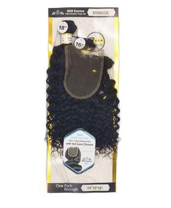 B&B EXPRESS BLUE 100% BRAZILIAN VIRGIN HAIR BOHEMIAN CURL 10", 12", 14" W/4X4 LACE CLOSURE